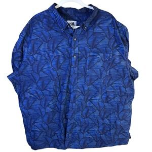 HB Men's Casual Blue and Black Button Down Shirt